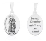 Medalik srebrny rodowany - Święty Dionizy