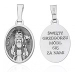 Medalik srebrny rodowany - Święty Grzegorz