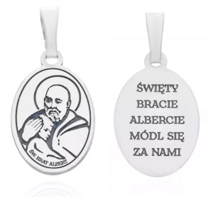 Medalik srebrny rodowany - Święty brat Albert