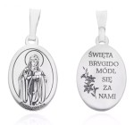 Medalik srebrny rodowany - Święta Brygida