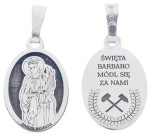 Medalik srebrny rodowany - Święta Barbara