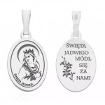 Medalik srebrny rodowany - Święta Jadwiga