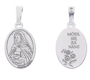 Medalik srebrny rodowany - Święta Kinga