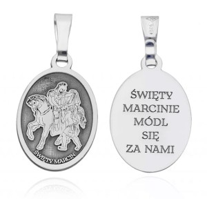 Medalik srebrny rodowany - Święty Marcin