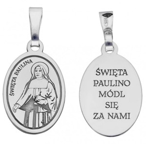 Medalik srebrny rodowany - Święta Paulina