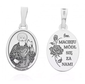 Srebrny medalik rodowany - Święty Maciej