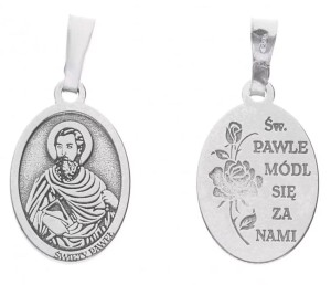 Medalik srebrny rodowany - Święty Paweł 