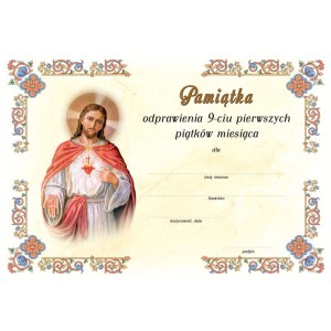 Pamiątka dziewięciu pierwszych piątków miesiąca A5