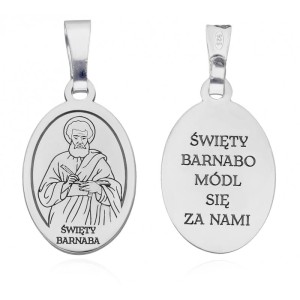 MEDALIK SREBRNY RODOWANY - ŚWIĘTY BARNABA