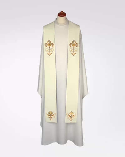 Stuła ecru z ozdobnym haftem 4-361-1