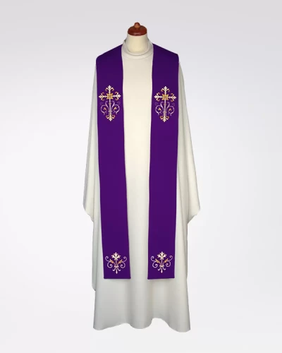 STUŁA FIOLETOWA Z OZDOBNYM HAFTEM