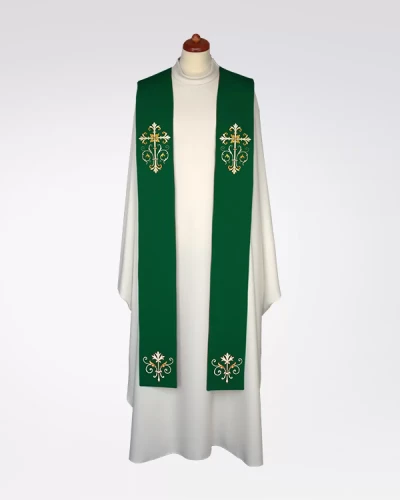 STUŁA ZIELONA Z OZDOBNYM HAFTEM