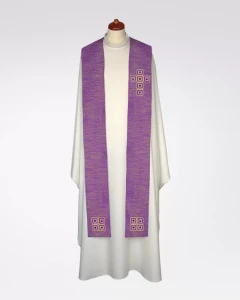 Stuła fioletowa z ozdobnymi kamieniami 4-383-4