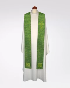 Stuła zielona z ozdobnymi kamieniami 4-383-3