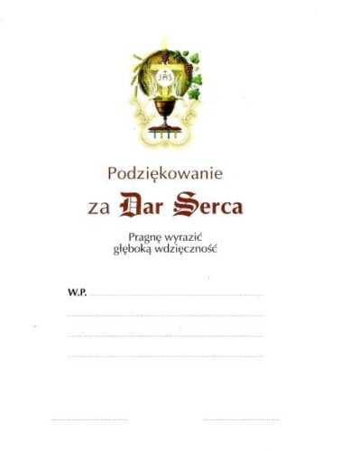 Dyplom - Podziękowanie za Dar Serca-1