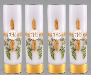 Zestaw świec ołtarzowych - motyw z kłosem