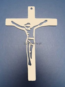 Krzyż metalowy w kolorze białym 30 x 21 cm