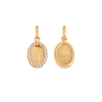 Cudowny medalik ze złota zdobiony cyrkoniami 