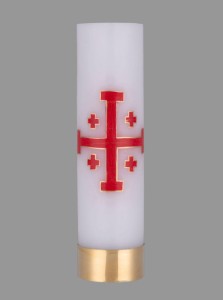 Świeca biała ołtarzowa z krzyżem Jerozolimskim