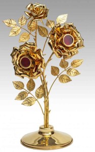 Relikwiarz mosiężny złocony - róże  238