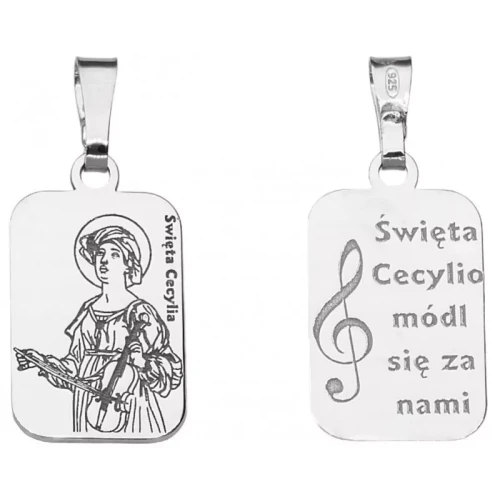 Medalik srebrny św. Cecylia