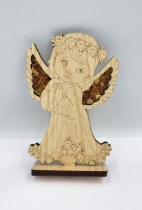 Aniołek zdobiony bursztynami