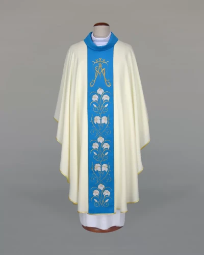 Ornat ecru z pasem Maryjnym