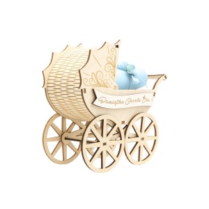 Pamiątka Chrztu Świętego - wózeczek niebieski