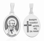 Medalik srebrny rodowany - Święty Kamil