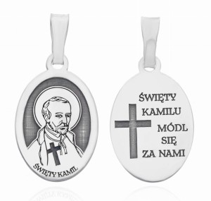 Medalik srebrny rodowany - Święty Kamil