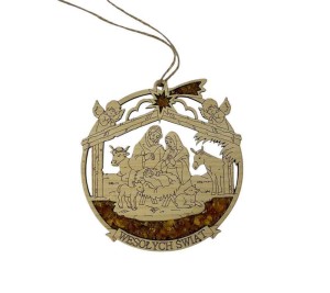 Zawieszka z bursztynem - Boże Narodzenie - Święta Rodzina