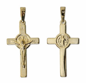 Krzyżyk Św. Benedykta ze srebra pozłacanego K134/AU