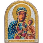 Matka Boża Częstochowska Ikona owalna na brązowej desce (kolorowa)
