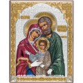 Święta Rodzina Ikona prostokątna na brązowej desce (kolorowa)-3