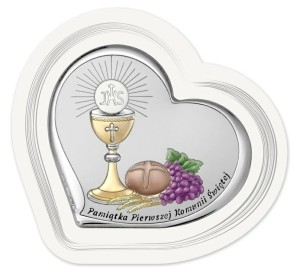 Obrazek pamiątka komunijna w serduszku W/6755SF