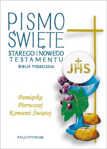 Biblia Tysiąclecia - Pismo Święte Starego i Nowego Testamentu z obwolutą i wklejką na I Komunię świętą