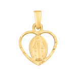 Złoty medalik serduszko Matka Boża Niepokalana