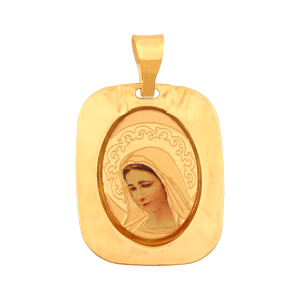 Medalik złoty z wizerunkiem Matki Bożej 