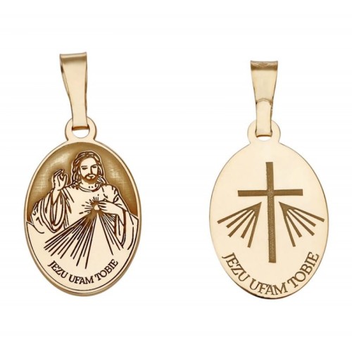 Srebrny medalik pozłacany - Jezus Miłosierny