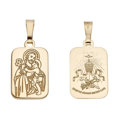 Srebrny medalik pozłacany - Szkaplerz Św. Józef