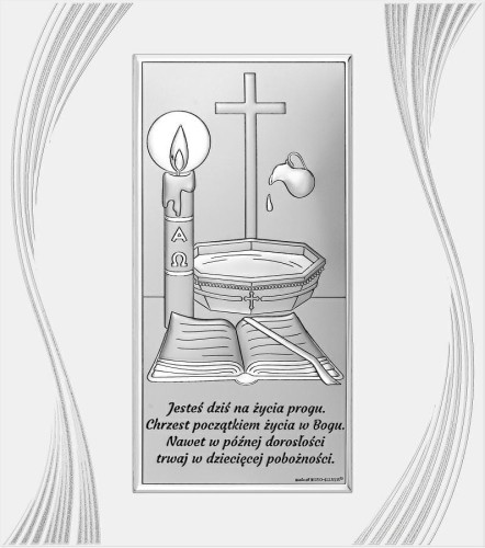 obraz posrebrzany na chrzest
