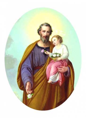 Święty Józef - naklejka owalna 100 szt