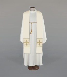 Stuła kapłańska fioletowo–kremowa 4-106-14