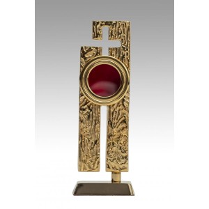 Relikwiarz mosiężny złocony 