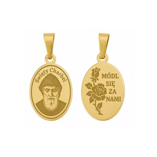 Medalik srebrny Ag 925 Pozłacany Święty Charbel