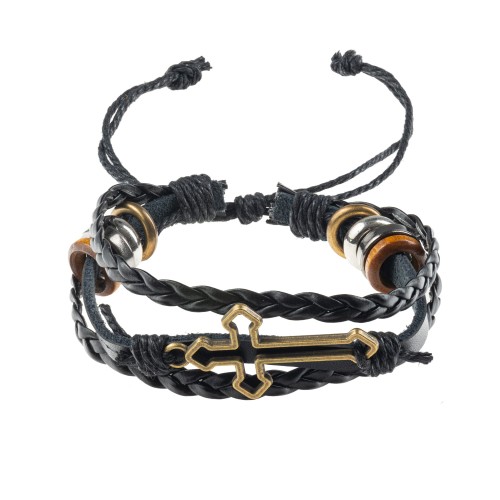 Bransoletka skórzana z krzyżem