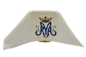 Welon kielichowy biały z haftem Maryjnym