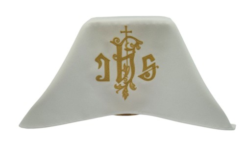 welon kielichowy biały - haft z IHS z krzyżem