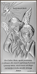 Obrazek posrebrzany "Twój Anioł Stróż" z modlitwą W/6673S