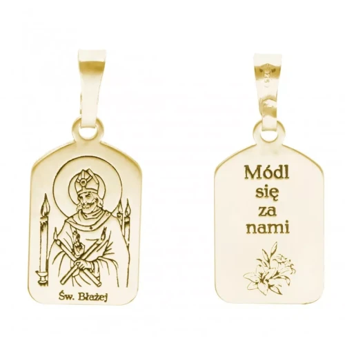 Medalik pozłacany – Święty Błażej | Srebro 925